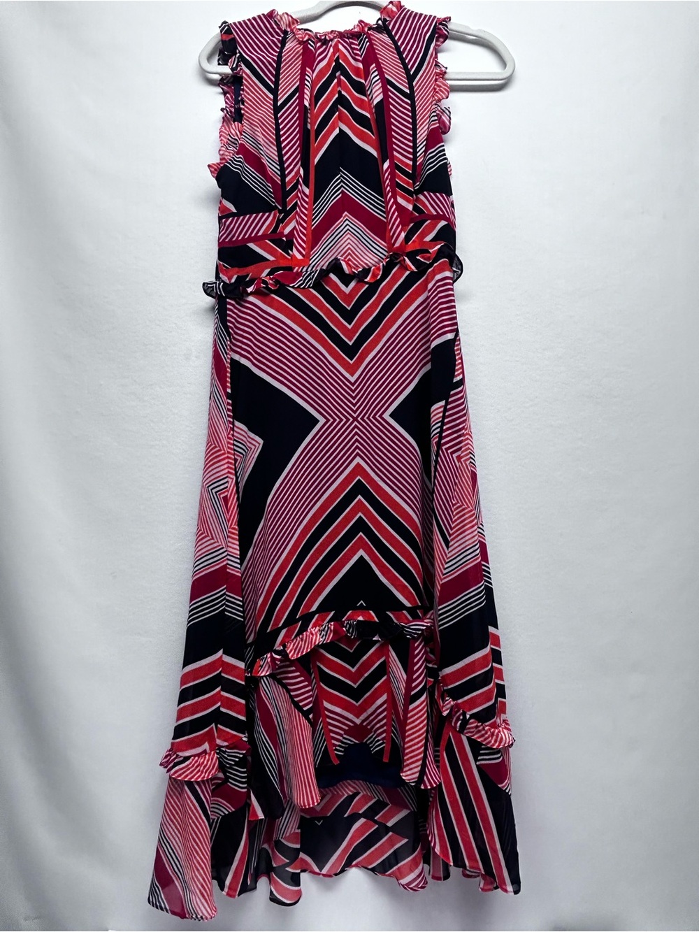 julia jordan Navy Dress with Red & Cream Chevron Accents